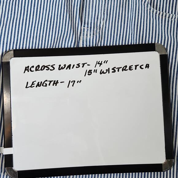 Vintage Maurices Womens Blue White Striped Denim Mini Skirt Size 0 Y2K Engineer - Picture 11 of 11